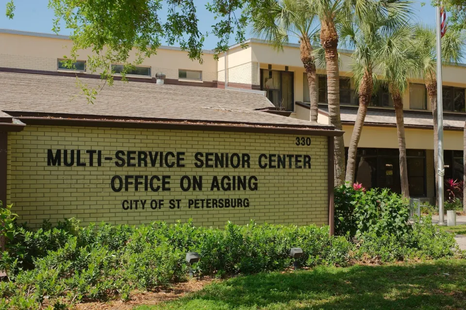 Sign in front of building for seior services center in St. Petersburg, Fl.